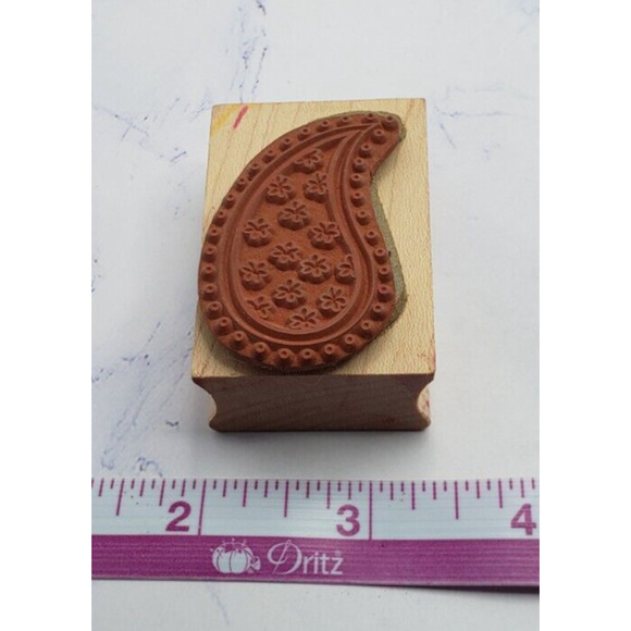 Hero Arts Paisley Teardrop Pattern With Flowers Wood Mounted Rubber Stamp C4518 - Picture 7 of 7